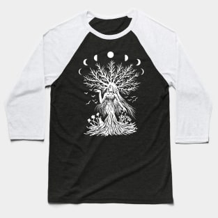 Tree Goddess, Moon Phases, Gothic Witchy Nature Baseball T-Shirt